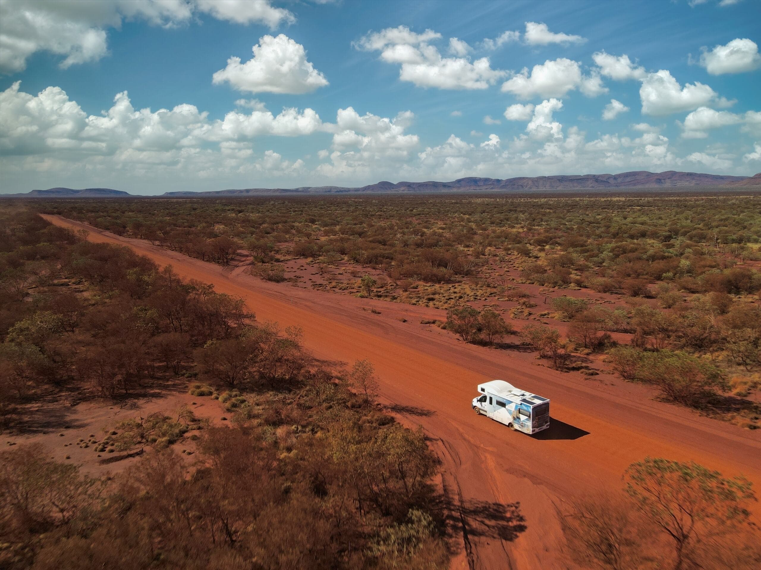 Polaris 6 Motorhome driving on unsealed road in Australia