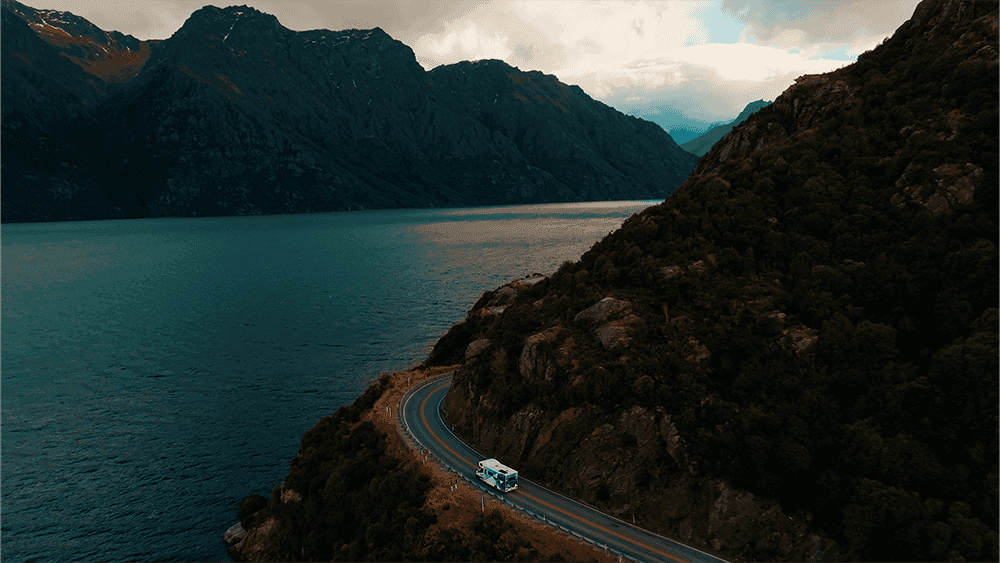 Star rv polaris 6 driving on lakeside cliff road