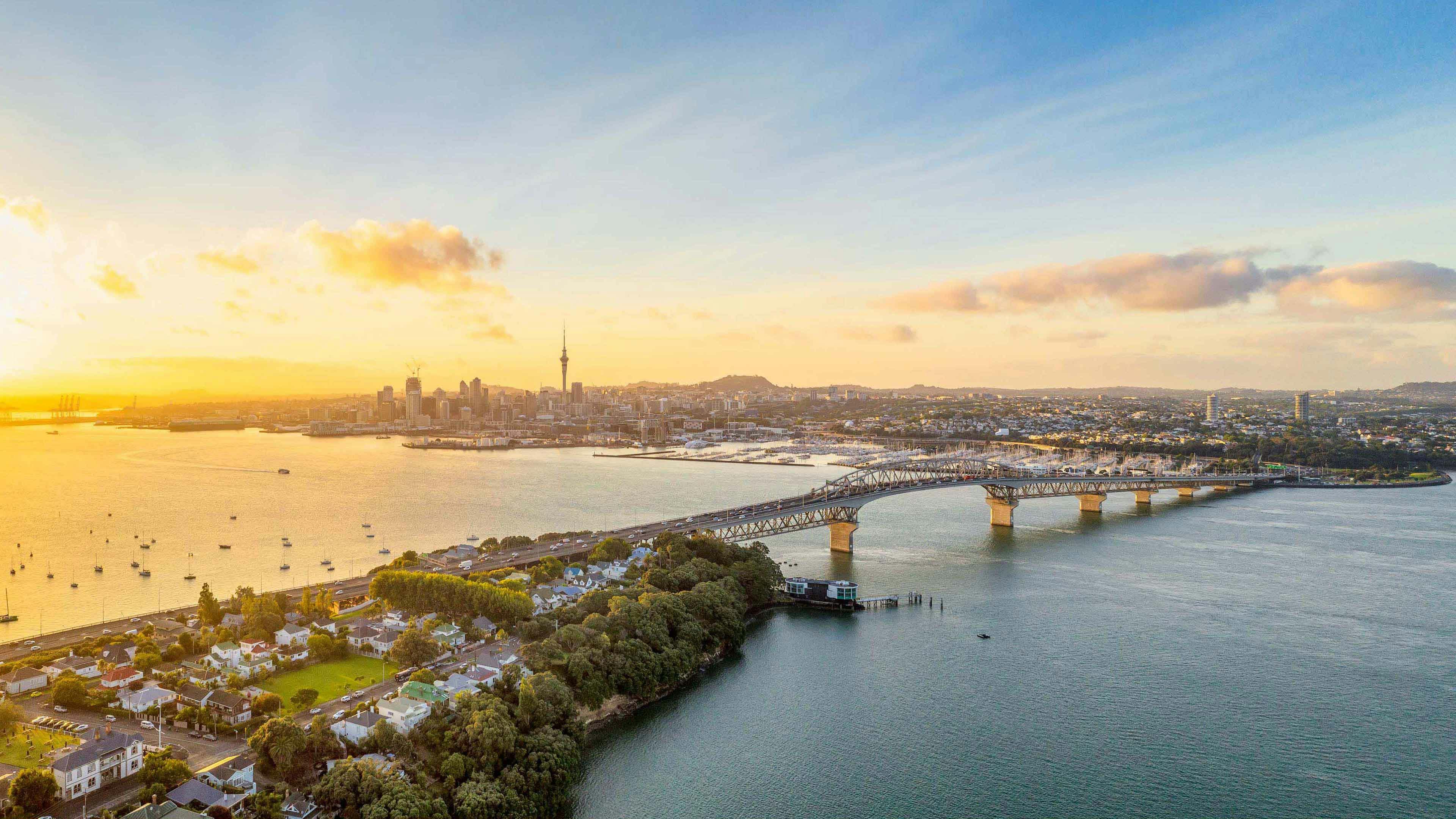 Auckland cityscape with harbour bridge, New Zealand